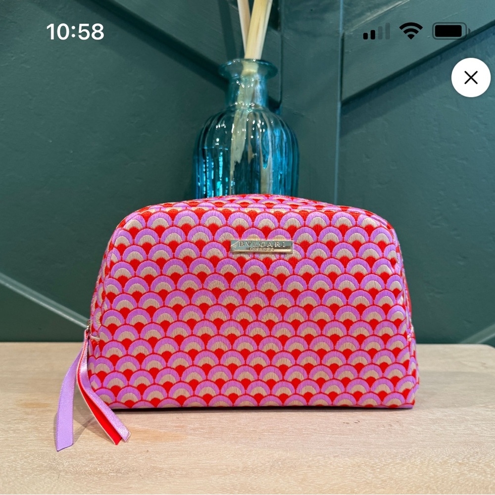 Bulgari Pink and Purple Patterned Cosmetic Bag